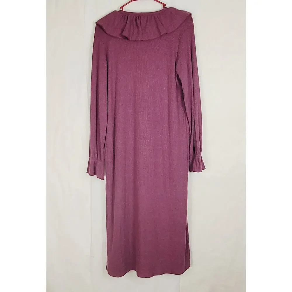 New Chaser pomegranate purple ruffled open front duster cardigan Size Small Boho